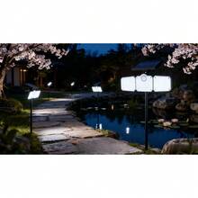 Solar 3-Head Outdoor Garden Wall Light - 182PCS 2835 High Brightness LEDs, IP65 Waterproof With Remote Control - Black - View 4