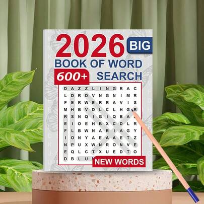 1pc 2026 New Word Search Book, Interesting Word Puzzle Book, Creative Small Game, Unique Word Search Experience, Suitable For Adults And Teenagers (Pen Not Included)