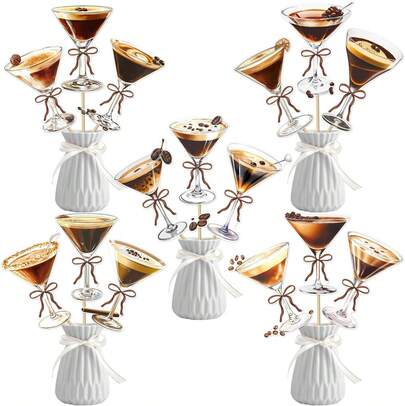 Espresso Martini Centerpiece Sticks 18pcs Martini Party Table Toppers Coffee Espresso Martini Table Centerpieces Martini Birthday Party Decoration For A Tini Bit Older Party Bachelorette Supplies