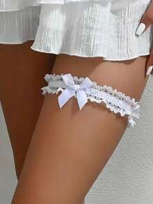 1pc Women Belt Accessories Women Bow Leg Ring Sexy Lingerie Lace Garter Belt Bowknot Leg Loop Wedding Garters Bridal Cosplay - Multicolor - View 8