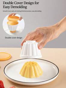 4pcs Pudding Mold With Lid, Baking Kitchen Tools For Making Pudding, Desserts And Jelly - White - View 4