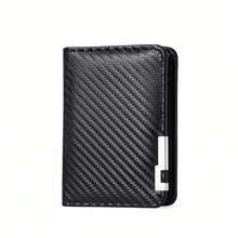 1pc Men's Fashion Carbon Fiber Pattern Wallet, Short Slim Design - Multi-Card Slots Business Minimalist Style Driving License And Credit Card Holder, Large Capacity Faux Leather Coin Purse, Suitable For Daily Use And Gifting - Black - View 7