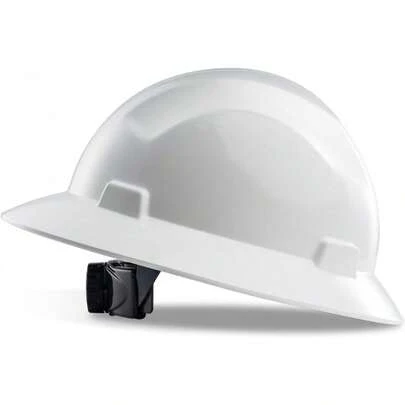 Full Brim Hard Hat, OSHA Construction Safety Helmet Certified To ANSI Z89, 4 Point Adjustable Ratchet Suspension, Class E, G & C, White