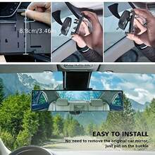 Automotive Wide-Angle Mirrors, Anti-Glare HD Field Of View Increase Your Driving Safety & Visibility - Universal Car Rearview Mirror Auxiliary Mirror With Glass & Wide-Angle View Clip-On Design,Easy To Install - Black - 查看 7