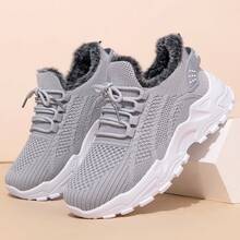 FZY 2026 Winter New Style Snow Boots, Leather-Lined Athletic Shoes - Soft And Warm Knitted Casual Walking Shoes, Lightweight And Slip-Resistant Outdoor Winter Shoes, Suitable For Women's Commuting And Office Wear, Also Essential Boots For Women's Easter Outfits, Comfortable And Versatile Women's Snow Boots For Winter Vacation And Travel, Easter Gift - Winter Women's Tennis Shoes - 灰色 - 查看 2
