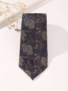 1pc Men Floral Pattern Vintage Tie, For Dress Decoration Work Men Necktie - Multicolor - View 4