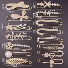 7/8pcs Fashionable & Elegant Faux Pearl Brooch Set - Versatile Accessory For Suits, Sweaters And Scarves, Safety Pin Design Suitable For Daily Wear - Multicolor - View 2