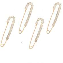 4pcs Crystal Rhinestone Brooch Pins, Suitable For Women And Girls. Gold And Silver Dual-Tone Brooch, Lapel Pin, Badge, Can Be Used To Decorate Sweaters, Dresses, Clothes, Hats And Accessories, Also Can Be Used As Office Decor, Shirt, Jacket, Jewelry, Christmas, Halloween Costume Pins, Funny And Cute Teacher's Day Gift, Clothing Accessories And Bag Charms. - Multicolor - View 4