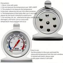 2pcs Stainless Steel Oven Thermometer, Suitable For Electric/Gas Oven, Instant Read, Kitchen Cooking Baking Smoker Temperature Gauge, 2-Inch Large Dial (50-300°C/100-600°F) - Ensure Perfect Dishes Every Time - Oven Version - View 7