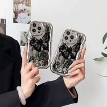 Diseño artístico de mariposa negra. Esta elegante funda es compatible con los modelos  16, 15, 14 Pro Max, 13, 12, 11, XR y XS Plus. Fabricada en silicona TPU, ofrece protección contra golpes y caídas, además de una sensación superior. Es un regalo ideal para familiares, amigos y seres queridos, y una elección perfecta para Navidad. cubiertas, funda de teléfono, fundas de teléfono, funda de , funda de  17 pro, funda de  16, navidad, funda de  17 pro max, funda de  17, fundas de , funda de  15,  17 pro max, fundas para , funda de  16 plus, regalos de navidad, funda de  13, funda de teléfono de navidad, funda de  16 pro, funda de teléfono  15, funda de teléfono  13, funda de  61, rosa, funda de teléfono rosa, regalos, malvado, regalos para mujeres, funda de teléfono linda, regalos para hombres, funda de teléfono negra, regalos para hombres - Plateado - Ver 1