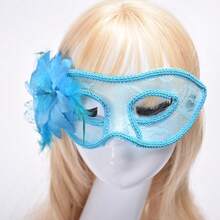 Elegant Lily Flower Masquerade Mask - Sheer Lace Eye Cover With Side Detail For Halloween, Costume Party & Ball, Adjustable & Comfortable Fit - 查看 5