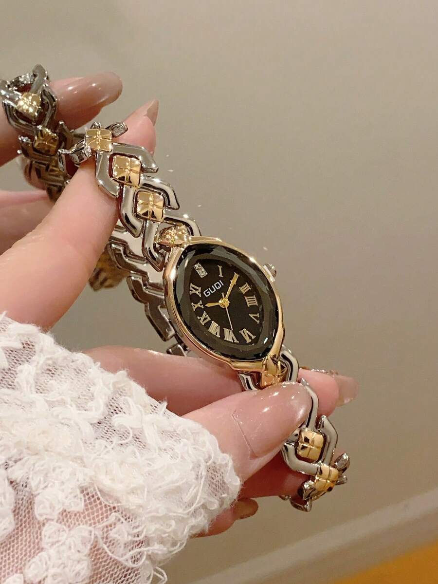 1件金色圓形女款石英手錶,優雅時尚極簡風,適合日常配戴,生日/畢業禮物,休閒聚會 - 金色 - 查看 1