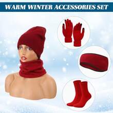 15 Pcs Men's Winter Anie At Scarf Earmuff Screen Ves And Sock Set  Men Women Satin Lined Anie  Cold Weater - As Pic - View 5