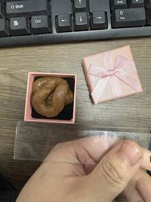 Caja sorpresa "regalo de broma" divertido, incluye 1 caja de regalo elegante y 1 caca falsa realista, regalo sorpresa del Día de los Inocentes, objeto de broma, realista y sin electricidad, hecho de material de PE. - Multicolor - Ver 3