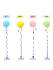 Juguete para gato con resorte, bola de peluche con ventosa que se mueve sola, resistente a arañazos - Ver 2