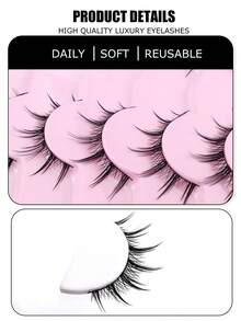7 pares de pestañas postizas coreanas de punta puntiaguda y gruesas con diseños de dibujos animados, pestañas falsas naturalmente rizadas para ojos grandes de muñeca, pestañas postizas hechas a mano y cómodas - Ver 3
