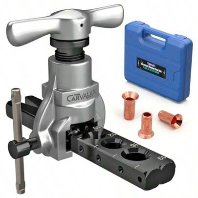 45° Eccentric Flaring Tool Kit For Copper Brass And Aluminum Tubing Single Flaring Bar With 7 Dies 5mm To 19 Mm For HVAC Refrigeration And Brake Lines Heavy Duty With Case (Metric)