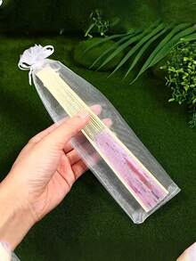 1-100pcs Drawstring Organza Gift Bags, Used For Folding Hand Fan Storage, Gauze Bags, Rectangular Gift Bags, Multi-Purpose Transparent Organza Bags, Handmade Packaging Bags, Party Wedding Favors; First Birthday Gifts, Wedding Favor Gift Bags, Party Gifts, Fan Storage - White - View 6