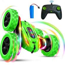 1 pièce Voiture radiocommandée, voiture RC à effets spéciaux, jouet RC pour l'extérieur, voiture de cascades RC 4 roues motrices avec retournement et rotation à 360 degrés des deux côtés, convient aux enfants de 6 à 12 ans, voiture de cascades RC améliorée avec barre lumineuse et phares, voiture de cascades à double face, cadeau idéal pour les garçons et les filles de 4, 5, 6, 7, 8 ans, cadeau d'anniversaire et de Noël - Multicolore - Voir 3