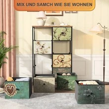 ZSSWSS Sideboard Made Of Wood And Metal, 67.5x30x100cm, Chest Of Drawers With 8 Fabric Drawers, Retro Design, Floral Pattern, 360-Degree Rotating Tripod, Suitable For Living Room, Hallway, Bedroom, Office - Nhiều màu - 8 ngăn kéo - Xem 8