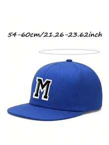1pc Unisex Personalized A-Z Letter Flat Brim Hip Hop Cap, Classic Adjustable Flat Brim Hat, Classic Detachable Cap, Breathable Streetwear Style Hat, Suitable For Streetwear Fashion, Travel And Daily Wear - Royal Blue - View 11