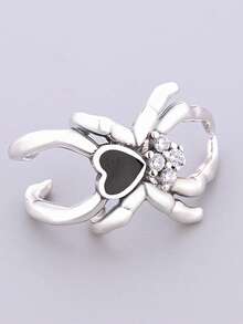 1pc 925 Sterling Silver Black Enamel Spider Pendant, Unisex Halloween Jewelry Gift - Silver - View 3