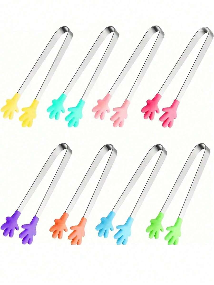 1/3/6个装可爱硅胶小夹子，厨房用品，烤面包冰块夹，适合家庭使用，冰钳，可爱茶会夹子，精美礼品，适合咖啡馆/婚礼/新娘送礼会/乔迁派对/生日派对、夏季、户外、露营（颜色随机） - 彩色 - 查看 1
