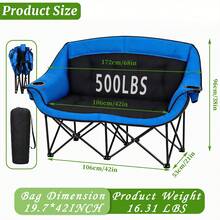 Double Camping Chair - Heated Loveseat Chair For 2 Person Heavy Duty Portable Padded Camping Couch Portable Folding Chairs For Adults Outdoor Sports Lawn - 彩色 - 查看 3