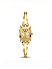 1件女士亮金色光滑金属合金表带简约镂空手镯式设计现代时尚优雅简约奢华低调时尚模拟显示可靠石英表女表手镯表腕表优雅时计休闲外出商务会议晚宴开斋节庆祝活动周末 - 金色 - 查看 3