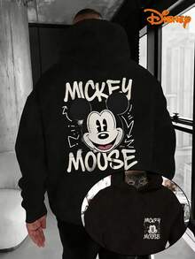 Disney Men's Casual Hoodie, Graffiti Mickey Print, Bold Retro Design, Relaxed Fit, Perfect For Streetwear &  Style - 黑色 - 查看 2
