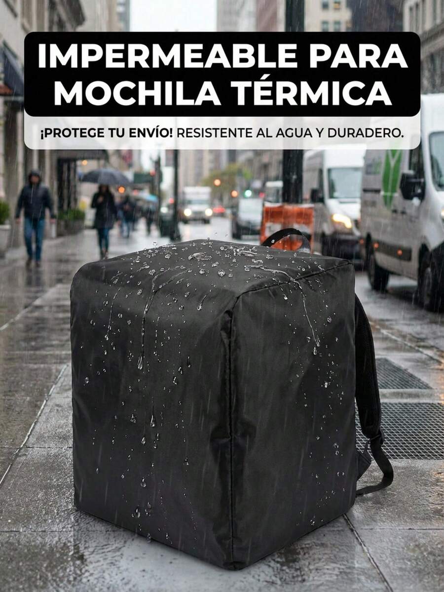 Funda Impermeable para Mochilas de Reparto Delivery – Protección Contra Lluvia y Humedad - Cuadrado - Ver 1