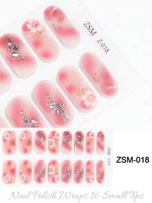 半固化凝胶美甲贴，果冻米色，16片装，无需UV灯，沙龙品质，持久耐用 - 亮橙色 - 查看 2