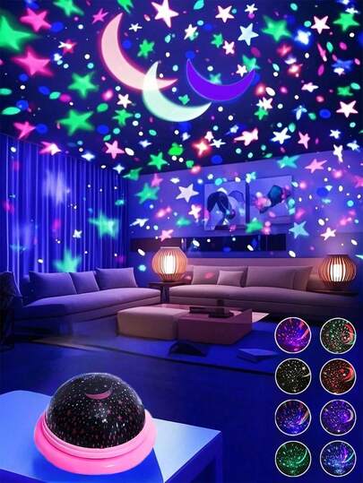 1pc Colorful Starry Sky Projection Lamp, UFO Shaped LED Night Light With Moon And Galaxy Projection, Suitable For Home, Bedroom, Stereo Party Lighting, Christmas Gift, Holiday Gift, Mood Light, LED Romantic Starry Sky Projector