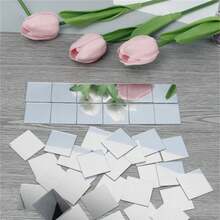 50pcs Square Mirror Wall Stickers, Modern PMMA Material Mirror Wall Decals For Home Decor - Silver - View 2