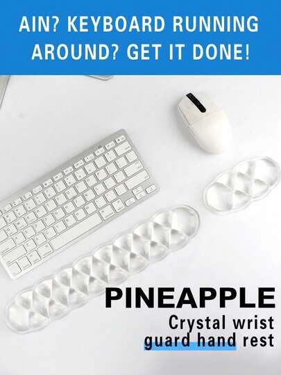 Gel Keyboard Wrist Rest, Lovely Wrist Support And Arm Support Keyboard Rest, Used For Keyboard And Mouse Typing To Relieve Pain, Suitable For Office/Computer/Notebook Computer/Game (Transparent White Suit)