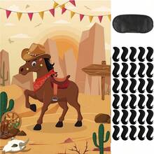 Juego de "Poner la cola al caballo" con 30 colas, póster grande de caballo vaquero estilo western para recuerdos de fiesta vaquera, fiesta de cumpleaños western, suministros de fiesta de carnaval - Ver 10