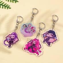 1/4pcs 2D Cartoon Anime K-Pop Exorcist Hunter Character Keychain, Y2K Otaku Creative Backpack Pendant, Fan Gift - Multicolor - View 5