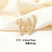 1Pc Minimalist Elegant Pearl Inlaid Letter Brooch, 26 English Letters Full Set Available For Choose, Delicate Compact Lightweight Design, High Quality Smooth Imitation Pearl & Alloy Material, Exquisite Craftsmanship Not Easy To Fade, Perfect For Sweater, Coat, Suit, Shirt Collar, Bag, Scarf, Hat And Hair Clip Decoration, Versatile All-Match Style Suitable For Office, Daily Wear, Dating, Party, Banquet, Holiday And Gift Giving, Elegant Feminine Fashion Jewelry Accessory For All Seasons, Popular Hot  Personalized Letter Brooch For Modern Women - 彩色 - 查看 30
