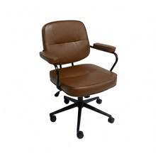 Silla de Oficina Ergonómica con Reposabrazos Acolchados, Altura Ajustable, Respaldo Inclinable, Base Metálica Resistente, Ruedas Silenciosas, Cuero Sintético Fácil de Limpiar para Hogar y Oficina - S - Ver 8