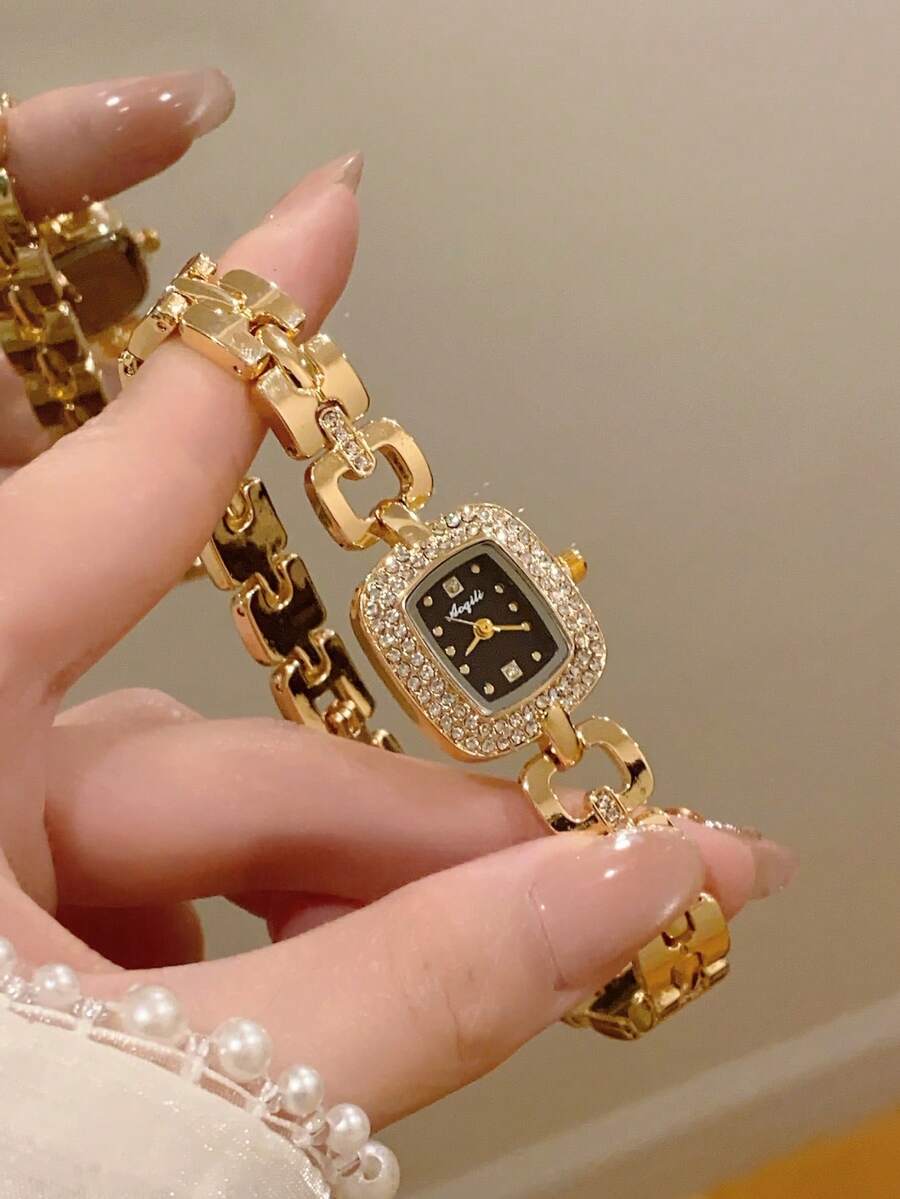 1件女士金/银色石英表，优雅时尚，适合日常佩戴、生日、毕业礼物、休闲场合 - 金色 - 查看 1