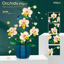 Bộ ghép hình hoa 619 mảnh, bó hoa hồng nhân tạo, đồ trang trí nhà cửa tự làm, không bao giờ héo, thích hợp làm bó hoa lãng mạn, trang trí nhà cửa, văn phòng, quà tặng Ngày Valentine, Năm mới, Sinh nhật, Giáng sinh. - Bình hoa khối xây dựng ba màu - Xem 11