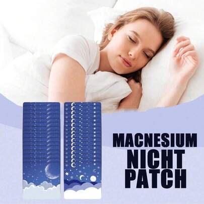 [32 Pcs Magnesium Night Patches] Woodsleep (32 Pcs) Magnesium Night Patches (Blue), Magnesium Essential Oil Patches, Magnesium Chloride Oil Patches (Containing Magnesium Lactate And Lavender Extract)