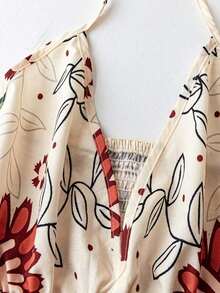 Women's Resort Floral Print Backless Drawstring Dress - 彩色 - 查看 5