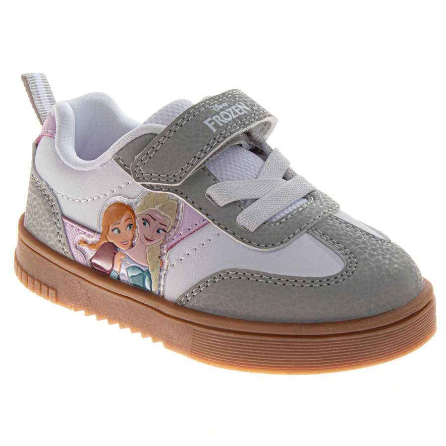 Disney Frozen Design Sneakers Girls Elsa & Anna Glitter Detail Athletic Running Adjustable Strap (Toddler Sizes 6-10 / Little Kid Sizes 11-12) - 灰色 - 查看 1