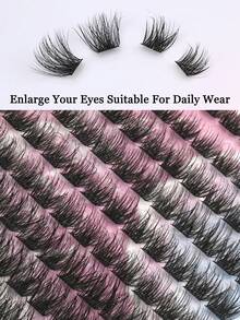 156 Pcs 13 Rows D Curl Lash Clusters 10-16mm, Mixed Style 3D Volume Individual False Eyelashes, Soft Thick DIY At Home Lash Extensions, Reusable Cluster Lashes For Daily Makeup, Date, Party, Travel & Gift - D - 查看 4