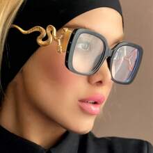 2026 New Square Snake Frame Clear Lens Glasses, Retro Party Eyeglasses For Women - Multicolor - View 1
