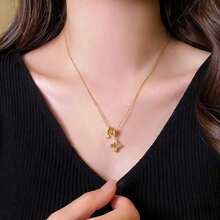 Hollow Four-Leaf Flower Layered Necklace, Delicate Versatile Fashionable Luxury Necklace, Unique Design Sweater Chain - Four Leaf Flower Necklace - View 3