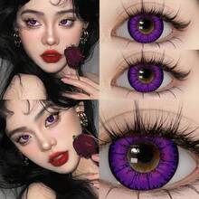 PURPLE Eye Makeup Contacts, Portable Travel Accessories , Halloween-Themed Items, Can Be Worn Daily, Suitable For Parties And Festive Occasions, Suitable As Birthday And Holiday Gifts, Change Eye Color, Enhance Personal Charm - 紫羅蘭色 - 查看 4