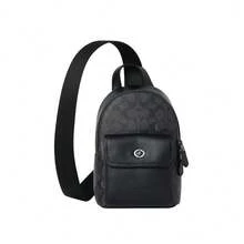 Coach Printed Men's Single Shoulder Crossbody Bag CAJ29QBMI5 - 炭黑色/黑色CAJ29QBMI5 - 查看 1