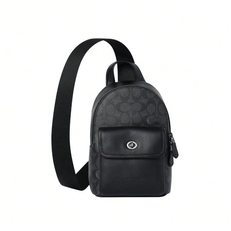 Coach Printed Men's Single Shoulder Crossbody Bag CAJ29QBMI5 - 炭黑色/黑色CAJ29QBMI5 - 查看 1